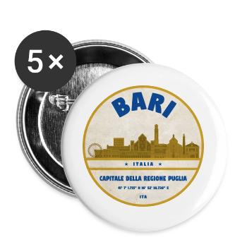 Bari Skyline Vintage Abzeichen - Buttons groß 56 mm (5er Pack) - Weiß - Vorne