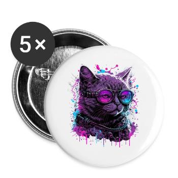 Vaporcat - Buttons groß 56 mm (5er Pack) - Weiß - Vorne