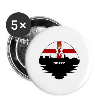 Derry-Nordirland-Flaggen-Skyline-Schattenbild-Tra - Buttons groß 56 mm (5er Pack) - Weiß - Vorne