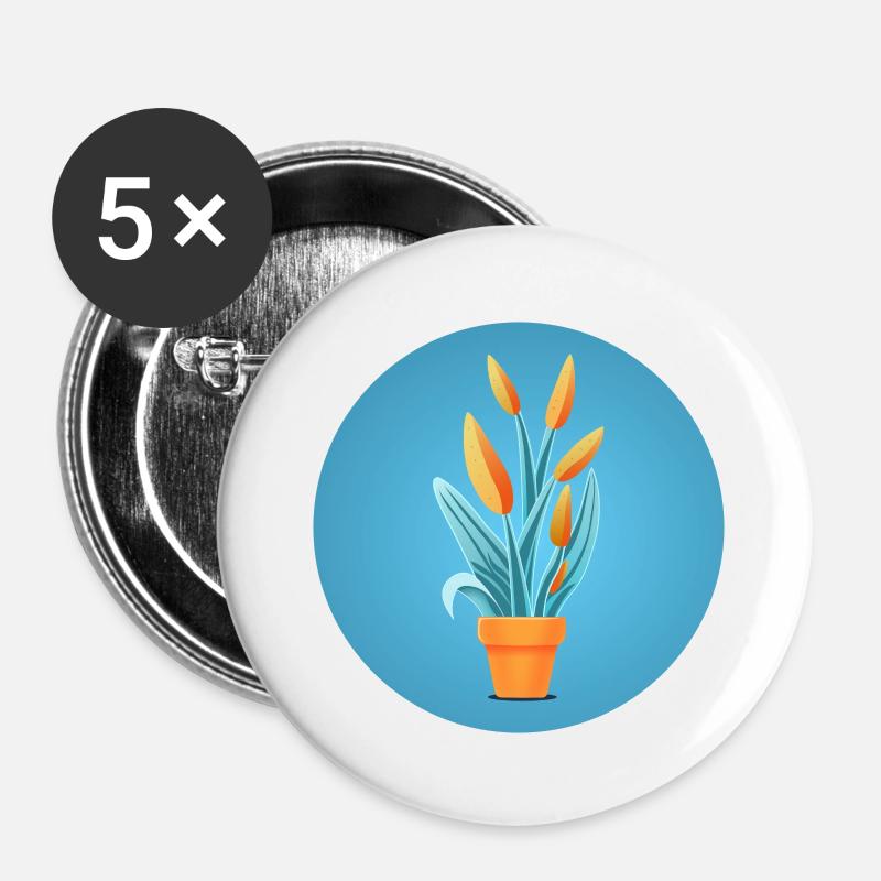 Plant in a clay pot - Buttons large 2.2''/56 mm (5-pack) - white