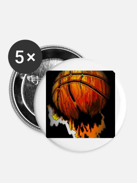Basketball - Buttons groß 56 mm (5er Pack) - Weiß