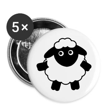 Lustiges Schaf Cartoon Geschenkidee - Buttons groß 56 mm (5er Pack) - Weiß - Vorne
