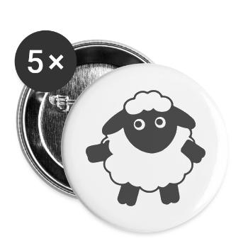Lustiges Schaf Cartoon Geschenkidee - Buttons groß 56 mm (5er Pack) - Weiß - Vorne