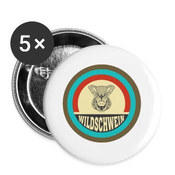 Wildschwein Vintage Design - Buttons groß 56 mm (5er Pack) - Weiß - Vorne