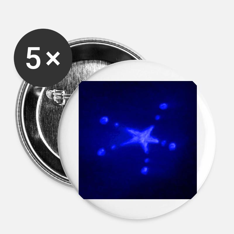ELECTRIC BLUE STAR - Buttons large 2.2''/56 mm (5-pack) - white