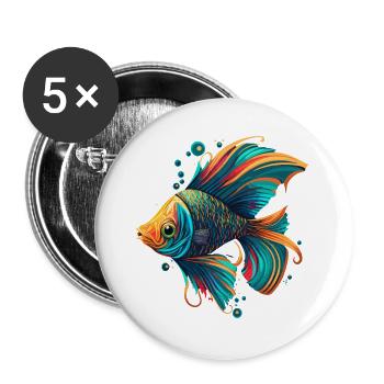 Goldfisch - Buttons groß 56 mm (5er Pack) - Weiß - Vorne