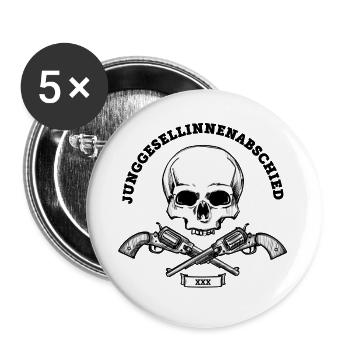 Junggesellinnenabschied 2023 Schädel (MC) (Black) - Buttons groß 56 mm (5er Pack) - Weiß - Vorne