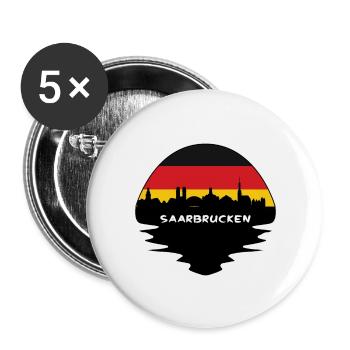 Sarrebruck Allemagne Drapeau Skyline Silhouette Travel - Lot de 5 grands badges (56 mm) - blanc - Devant