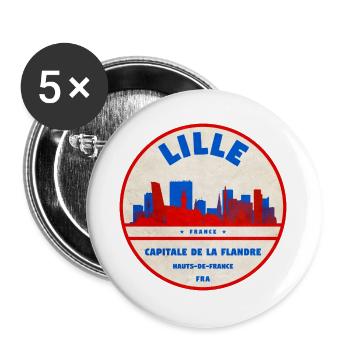 Lille Skyline Retro Abzeichen - Buttons groß 56 mm (5er Pack) - Weiß - Vorne