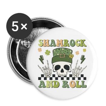 Shamrock and Roll - Buttons large 2.2''/56 mm (5-pack) - white - Front