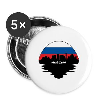 moscou, russie, drapeau, horizon, silhouette, voyage - Lot de 5 grands badges (56 mm) - blanc - Devant