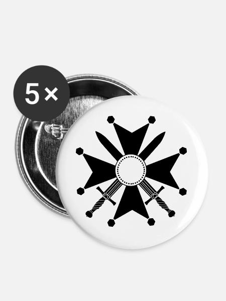 Militärkreuz Mittelblank - Buttons groß 56 mm (5er Pack) - Weiß