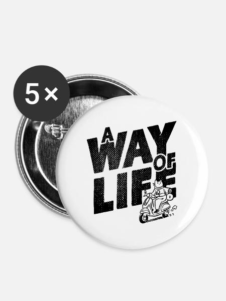 Cruising Katze - Ein Lebensgefühl - Buttons groß 56 mm (5er Pack) - Weiß