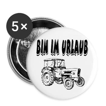 Traktor - Buttons groß 56 mm (5er Pack) - Weiß - Vorne