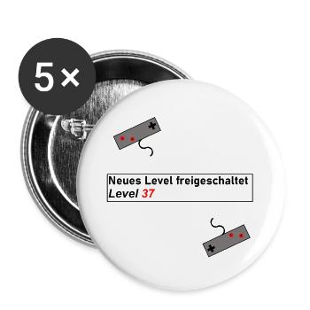 Geschenk Geschenkidee Geburtstag Gaming Level Up - Buttons groß 56 mm (5er Pack) - Weiß - Vorne