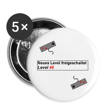 Geschenk Geschenkidee Geburtstag Gaming Level Up - Buttons groß 56 mm (5er Pack) - Weiß - Vorne