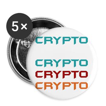 Bitcoin Trading Crypto Aktien - Buttons groß 56 mm (5er Pack) - Weiß - Vorne