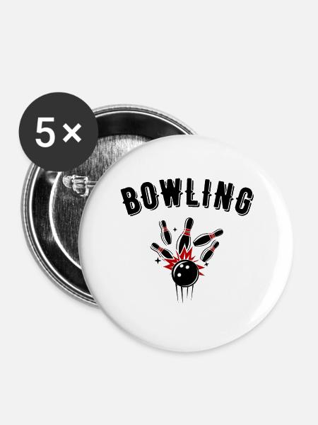 kegeln - Buttons groß 56 mm (5er Pack) - Weiß