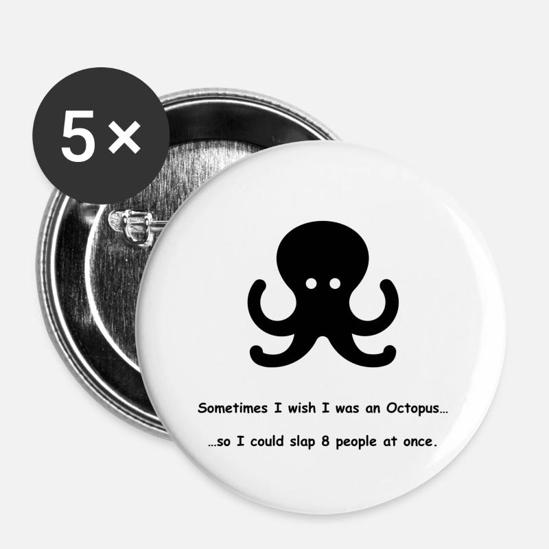 Octopus Quote - Buttons large 2.2''/56 mm (5-pack) - white