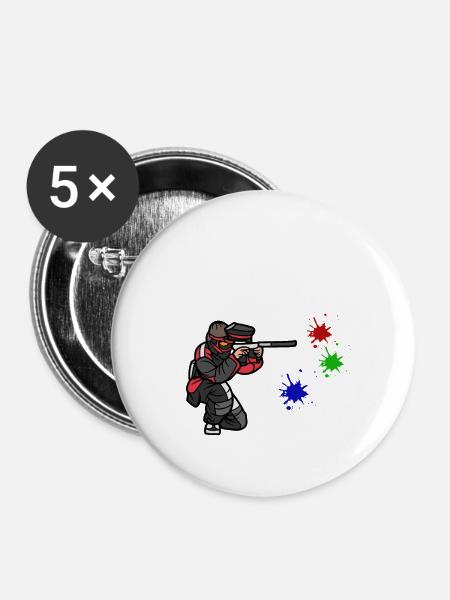 Paintball - Buttons groß 56 mm (5er Pack) - Weiß