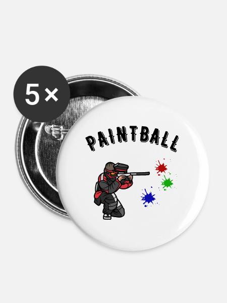 Paintball - Buttons groß 56 mm (5er Pack) - Weiß
