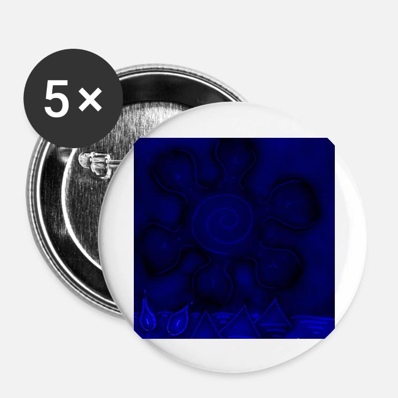 SUN ON PYRAMIDS KING BLUE - Buttons large 2.2''/56 mm (5-pack) - white