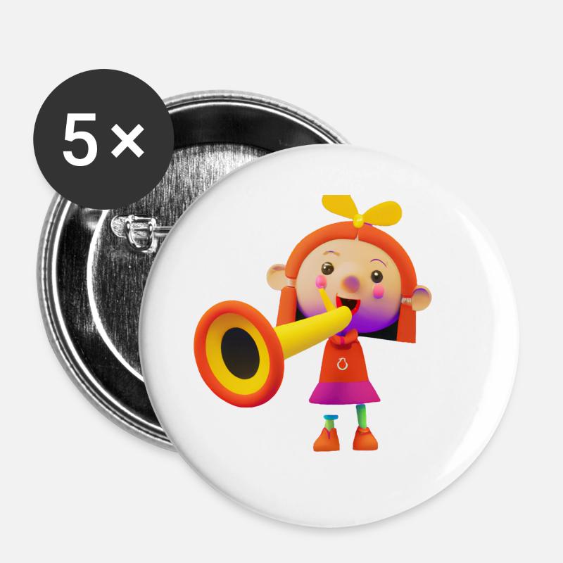 FUNNY MUSIC 017 - Buttons large 2.2''/56 mm (5-pack) - white