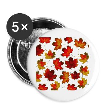 beliebte blättermuster, Herbstliches motiv blätter - Buttons groß 56 mm (5er Pack) - Weiß - Vorne