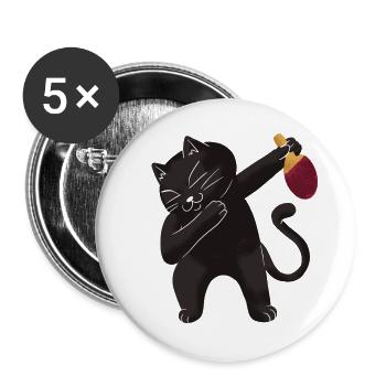Table Tennis Katze Pingpong Outfit Cat Tischtennis - Buttons groß 56 mm (5er Pack) - Weiß - Vorne