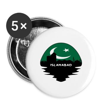 Islamabad Pakistan Flag Skyline Silhouette Travel - Buttons large 2.2''/56 mm (5-pack) - white - Front