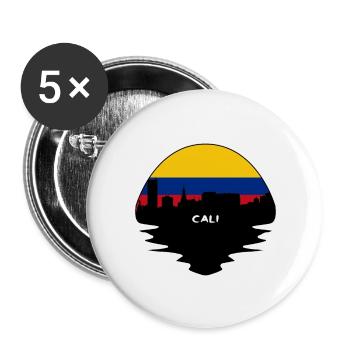 Cali Kolumbien Flagge Skyline Silhouette Reisen - Buttons groß 56 mm (5er Pack) - Weiß - Vorne