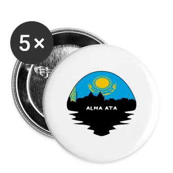 Alma Ata Kazakhstan Flag Skyline Silhouette Travel - Buttons large 2.2''/56 mm (5-pack) - white - Front