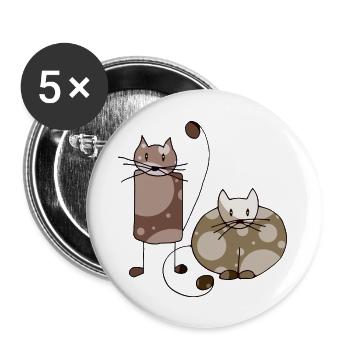 Chats - Lot de 5 grands badges (56 mm) - blanc - Devant