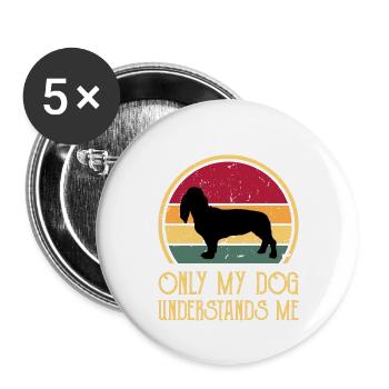 Basset Artesien Normand Dog Silhouette Retro Sun - Buttons large 2.2''/56 mm (5-pack) - white - Front