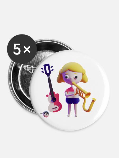 LUSTIG 19 - Buttons groß 56 mm (5er Pack) - Weiß