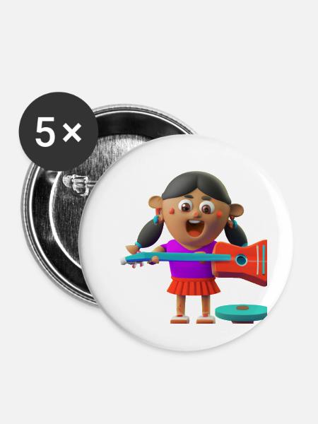 LUSTIG 21 - Buttons groß 56 mm (5er Pack) - Weiß
