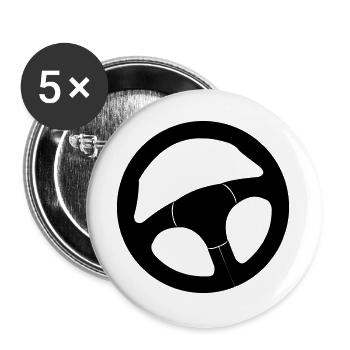 Volant de voiture - Lot de 5 grands badges (56 mm) - blanc - Devant