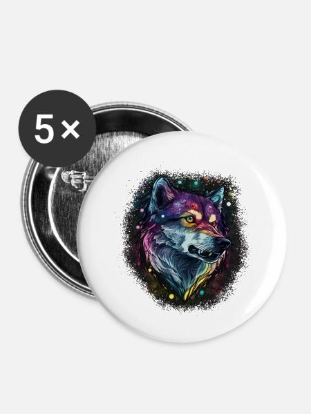 Afrikanischer Wildhund - Buttons groß 56 mm (5er Pack) - Weiß