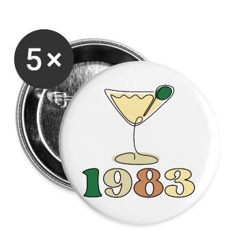 Birthday 1983 - Cocktail Glass - LINE ART BILDER - Buttons large 2.2''/56 mm (5-pack) - white - Front