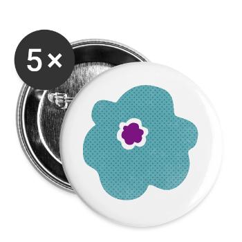 Blume skandinavisch Dekoration Punkte Blüte Flower - Buttons groß 56 mm (5er Pack) - Weiß - Vorne