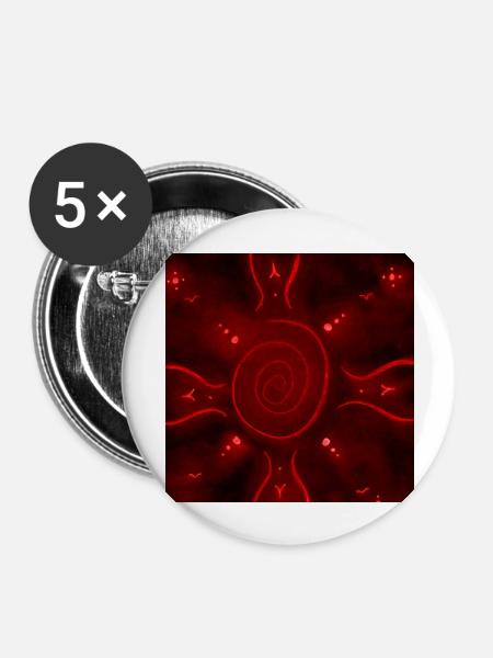 SONNIGES ROTES MANDALA - Buttons groß 56 mm (5er Pack) - Weiß