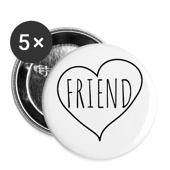 Friend heart - Lot de 5 grands badges (56 mm) - blanc - Devant