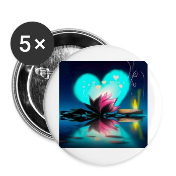 Schöne Lotus Blume - Buttons groß 56 mm (5er Pack) - Weiß - Vorne