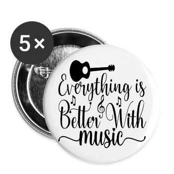 Everything is better with Music - Buttons groß 56 mm (5er Pack) - Weiß - Vorne