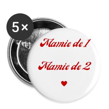 mamie de 1 c'est bien mais de 2 c'est mieux - Lot de 5 grands badges (56 mm) - blanc - Devant