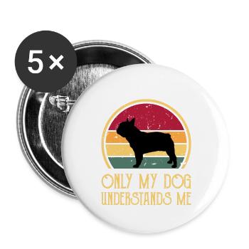 Français Bulldog Dog Lover Silhouette Vintage Sunset - Lot de 5 grands badges (56 mm) - blanc - Devant
