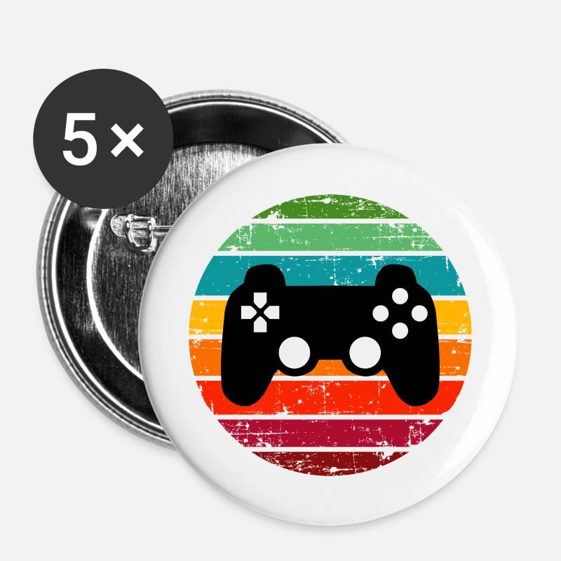 Gaming Controller Retro Sunset Gamer - Buttons large 2.2''/56 mm (5-pack) - white