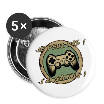 Je peux pas, j'ai GAMING ! - Lot de 5 grands badges (56 mm) - blanc - Devant