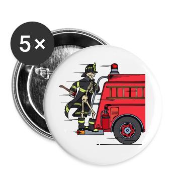 Pompier pompier pompier sauveteur - Lot de 5 grands badges (56 mm) - blanc - Devant