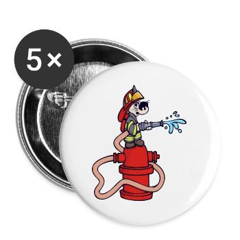 Pompier Tuyau d’incendie Incendie Pompiers - Lot de 5 grands badges (56 mm) - blanc - Devant